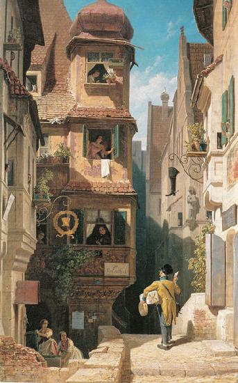 Der Briefbote im Rosenthal, Carl Spitzweg